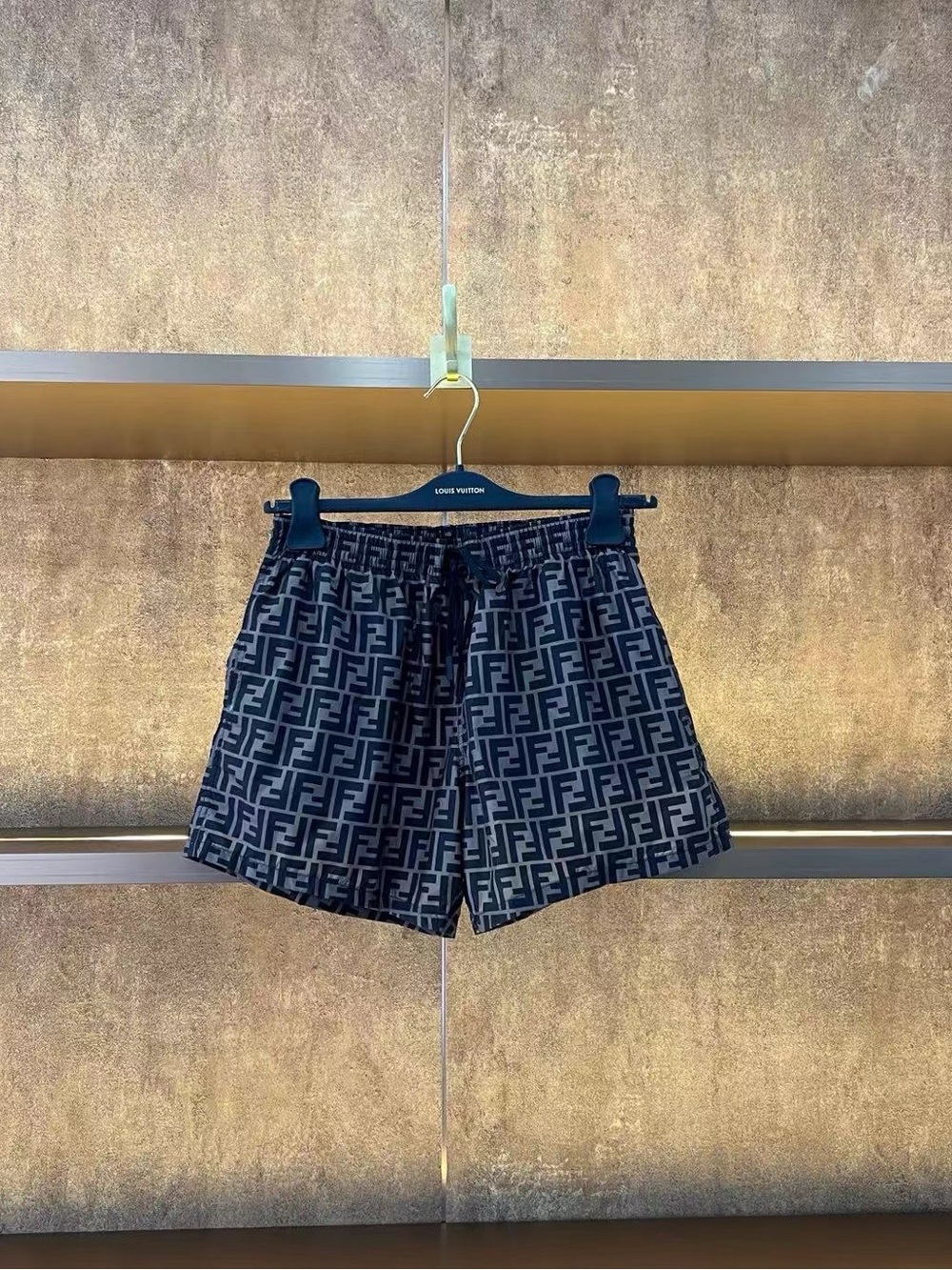 🚩steal Fendi Black Navy FF Logo Athletic Drawstring Shorts